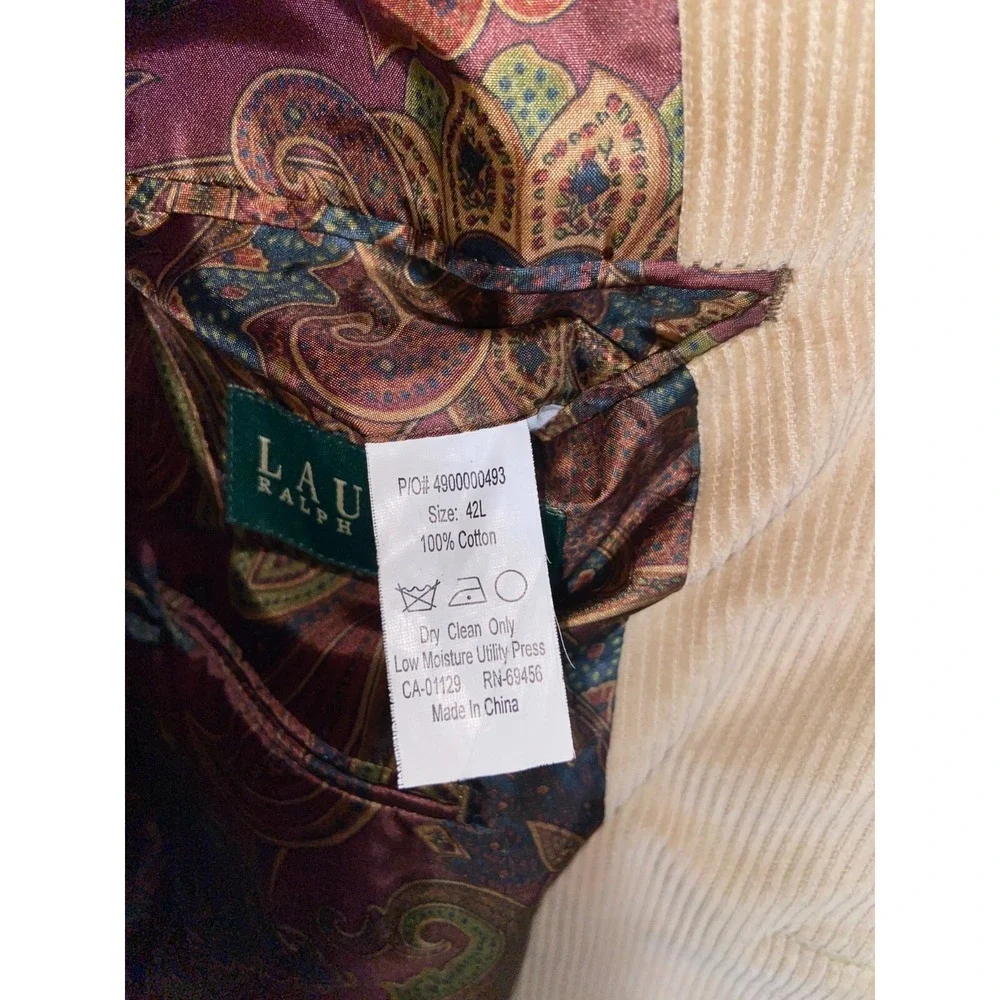 Lauren Ralph Lauren Men's Corduroy Coat Blazer Two‎ Button Brown Paisley 42L